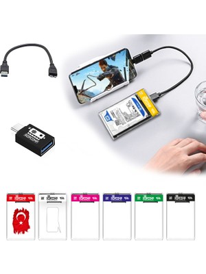 2.5" Sata HDD Kutusu Telefon Yedekleme Type C Otg USB Şeffaf