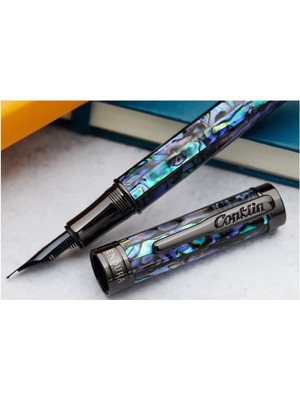 Conklin Endura 1898 Limit Edition Fountain Pen Abalone Shell, Gunmetal, Broad Nib