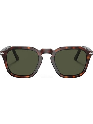 Persol 3292S 50 Erkek/kadın Kahve Köşeli Çerçeve Güneş Gözlüğü Asetat Materyal ve Yeşil Cam