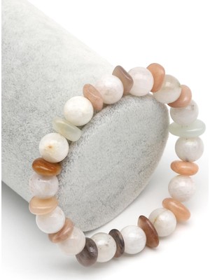 Ay Taşı Doğal Taş Tasarım Bileklik 10 mm Küre Kesim