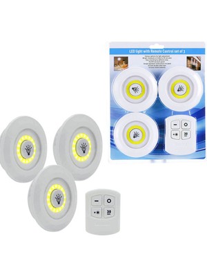 3lü Uzaktan Kumandalı Yapışkanlı Kablosuz LED Spot Lambalar (4767) - CLR4701-1563