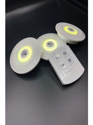 3lü Uzaktan Kumandalı Yapışkanlı Kablosuz LED Spot Lambalar (4767) - CLR4701-1563