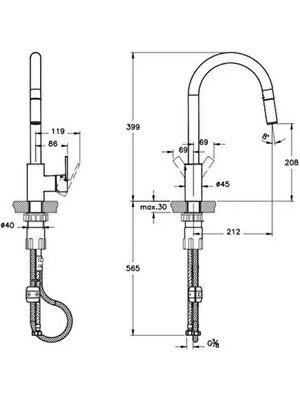 Artema Maestro Standart Pull-down Eviye Bataryası