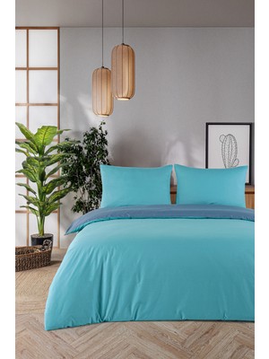 Monolisse Organik Pamuk Akfil Çift Taraflı Nevresim Takımı Tek Kişilik 160X220 cm Indigo Petrol
