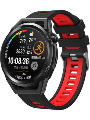 ZORE Huawei Gt2 46MM Krd-55 Uyumlu Kordon Zore - Siyah-Kırmızı