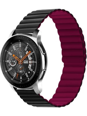 ZORE Galaxy Watch 46MM Uyumlu Krd-52 Kordon Zore - Siyah-Kırmızı