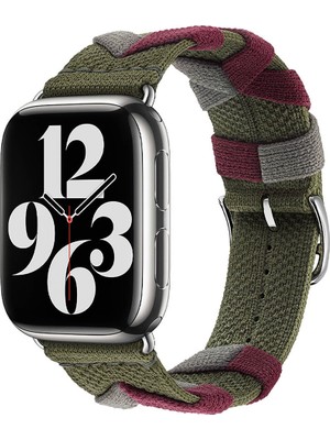 ZORE Watch 7 45MM Uyumlu Zore - Krd-97 Sarmal Örgü Tasarımlı Kordon-Haki