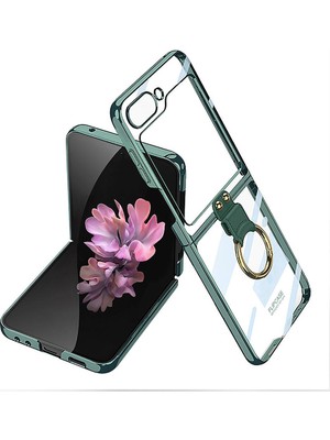 ZORE Samsung Galaxy Z Flip 6 Kılıf Zore Yüzüklü Kıpta Kapak-Koyu Yeşil