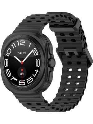ZORE Galaxy Watch Ultra 47MM Zore KRD-118 Tırtıklı Tasarım Silikon Kordon-Siyah