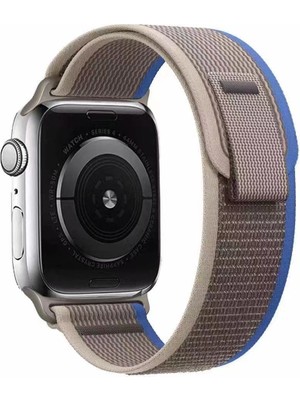 ZORE Watch 10 42MM Uyumlu Zore Krd-77 Hasır Kordon-Gri-Mavi