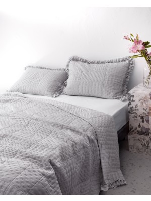 Madame Coco Medus Gri Desenli Çift Kişilik Yatak Örtüsü Polyester Kumaş 230 x 250 cm 2 Adet Yastık ile