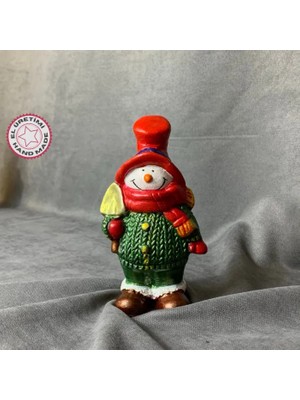 Uretti - Funda 1603 El Yapımı Kürekli Sevimli Kardan Adam Biblo - 9 x 16 cm