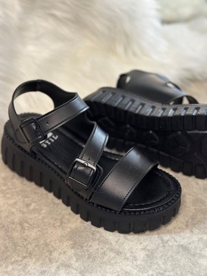 Nstil Günlük Kadın Sandalet Ayarlanabilir Tokalı Yüksek Kalın Topuklu Tırtıklı Tabanlı Bantlı 269