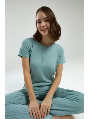Pierre Cardin Kadın Yeşil Kısa Kol Pijama Takım