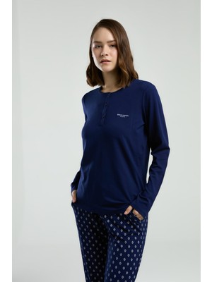 Pierre Cardin Kadın Lacivert Uzun Kol Pijama Takım