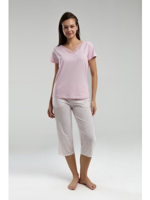 Arnetta Kadın Pembe Kapri Takım