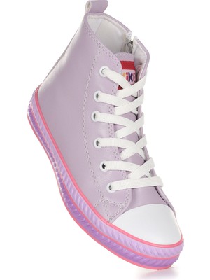 Kiko Kids Pant Günlük Bağcıklı Fermuarlı Kız Bebek Spor Ayakkabı Lila