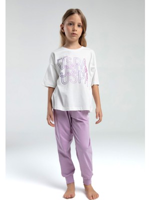 U.S. Polo Assn. U.S. Polo Assn.. Kız Çocuk Krem Kısa Kol Pijama Takım