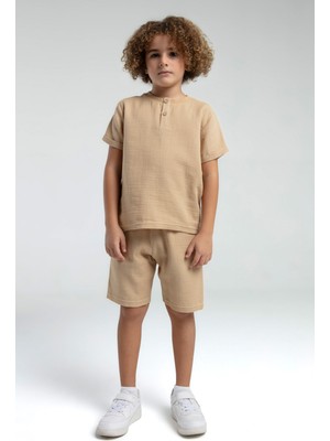 RolyPoly Erkek Çocuk Krem Bermuda Takım
