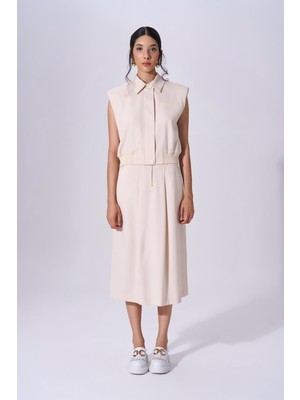 Naar Kadın Yüksek Bel Dokuma Kumaş Rahat Günlük Etek 2591503