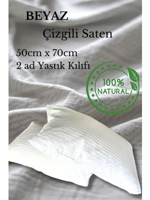 Premium Çizgili Saten Yastık Kılıfı Seti %100 Pamuk (2'li Set)