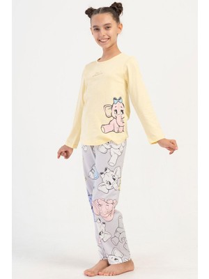 Kız Çocuk Uzun Kol Sarı Pijama Takım C0T3N2O504