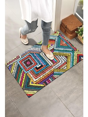 Monnhein Renkli Geometrik Desen Kapı Önü Paspası