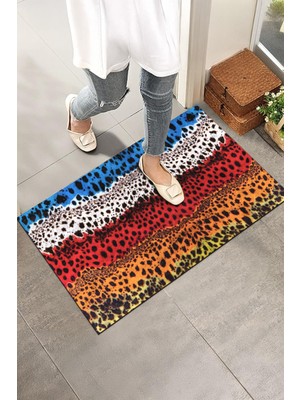 Monnhein Renkli Leopar Kapı Önü Paspası