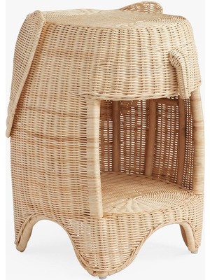 Pottery Barn Kids Rattan Fil Sehpa, El Yapımı Doğal Hasır ve Şık Depolama Alanı