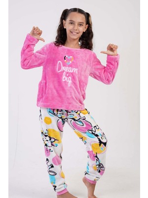 Kız Çocuk Uzun Kol Welsoft Pembe Pijama Takım C6T8N0O303