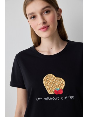 Penti Without Coffee Pantolon Siyah Pamuklu Pijama Takımı