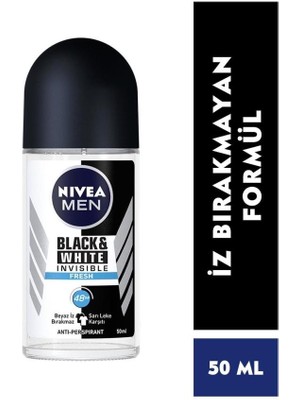 NIVEA MEN Erkek Roll On Deodorant Black&White Fresh48 Saat Anti-perspirant Koruma50ml