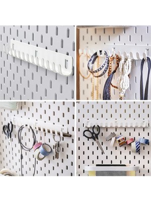 IKEA Skadıs 13 Kancalı Beyaz Çelik Çok Amaçlı Askı Pano Aksesuarı, 28 cm Düz Desen, 1 Adet