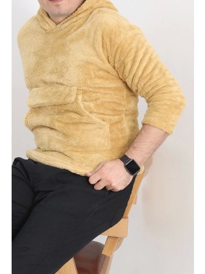 Kanguru Cep Kapşonlu Peluş Sweat Camel - 9062.1153.