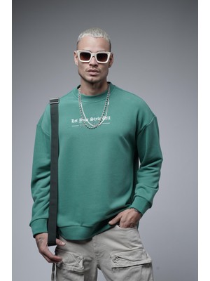 Oversize Kalıp Baskılı Yaka Kol Ribanalı Sweat