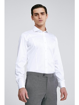D'S Damat Ds Damat Slim Fit Beyaz Düz Gömlek