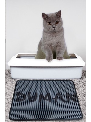 Chilai Home 45x60 Elekli Duman Renk Kedi Kumu Paspası Pratik ve Hijyenik Kullanım İçin