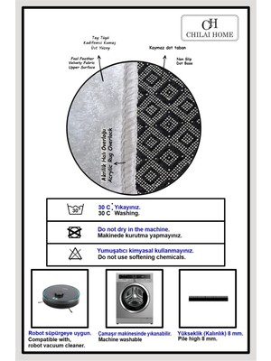 Chilai Home Chart Ekru Dekoratif Özel Tasarım Modern Yıkanabilir Kaymaz Taban Halı Djt 80 x 120