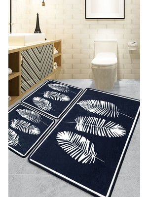 Chilai Home Hoja Siyah 3 Lü Set Banyo Halısı Djt