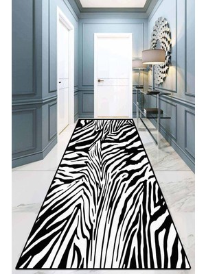 Chilai Home Zebra Yolluk Halı Djt  Yıkanabilir,kaymaz Tabanlı Kesme Rulo Halı Yolluk 80 x 200