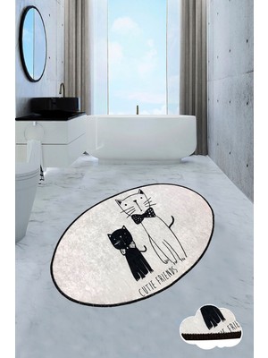 Chilai Home Little Cats Djt 70X120 cm Banyo Halısı Paspas Kaymaz Taban Yıkanabilir