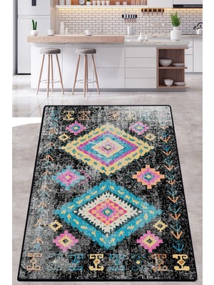 Chilai Home Taula Sıyah Mutfak Halısı Djt Makinede Yıkanabilir Kaymaz Tabanlı Mutfak Halısı 100 x 160