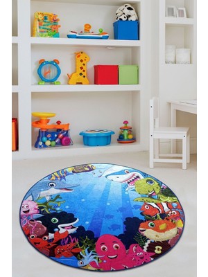 Chilai Home Aquarium Çap Çocuk ve Bebek Halısı Yıkanabilir ,kaymaz Taban Djt 100 x 100