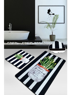 Chilai Home Aloevera 2'li Set Banyo Halısı Paspas Yıkanabilir Kaymaz Taban Klozet Takımı Djtbanyo