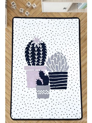 Chilai Home Three Cactus Dekoratif Halı Djt Yıkanabilir, Kaymaz Taban, Halı Modern 80 x 120