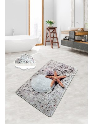 Chilai Home Starfish Banyo Halısı 70 x 120  cm  Yıkanabilir Kaymaz Taban Banyo Halısı,Paspası Djt