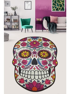 Chilai Home Skull Dekoratif Halı Djt Yıkanabilir Kaymaz Taban 140 x 190