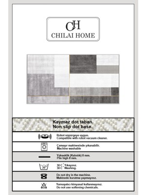 Chilai Home Pendor Grey Dekoratif Halı Djt Dikdörtgen 60 x 100