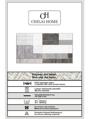 Chilai Home Pendor Grey Oval Dekoratif Halı Djt 80 x 200