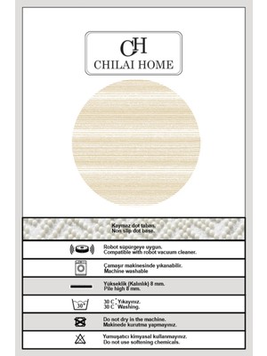 Chilai Home Slide Bej Çap Dekoratif Halı Djt 120 x 120